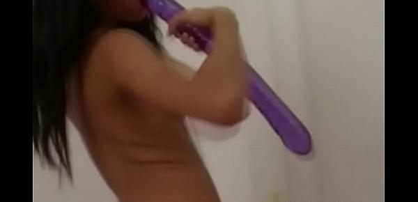  Giant Purple Dildo Gaping Pussy Exam Babe Makes Her Pussy